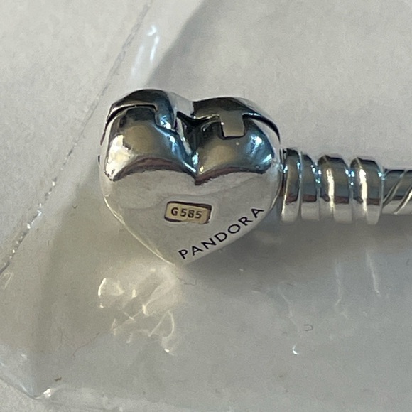 Pandora 14k Gold Domed Heart Clasp Bracelet with Charms - Picture 14 of 15